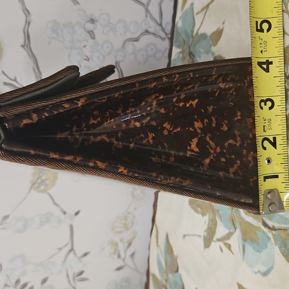 Chic Brown Patterned Satchel with Bamboo Handle - Picture 8 of 11
